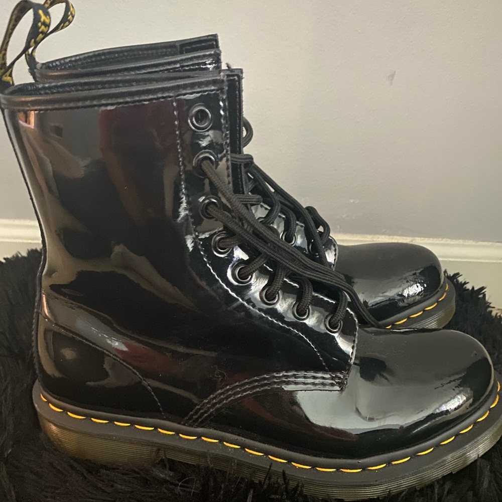 Glossy black doc martens NEVER WORN!